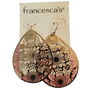 Francesca's Gold Laser Cut Boho Teardrop Earrings - NWT